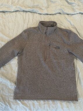 The North Face Men's Heathered Taupe Half-Zip Sweater
